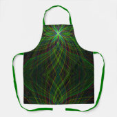 Tablier Trippy Mandala, noir et vert, Abstrait moderne (Recto)