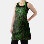 Tablier Trippy Mandala, noir et vert, Abstrait moderne (Insitu)