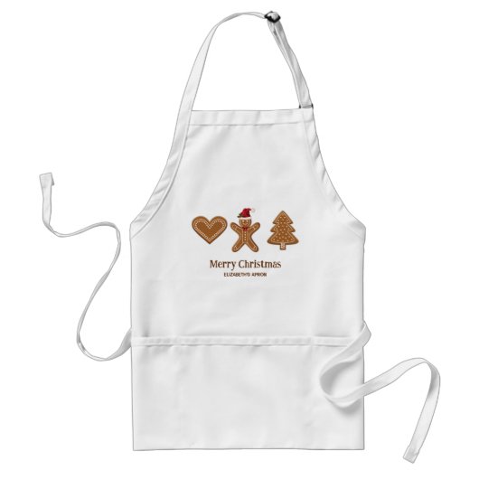 Tablier Trois formes de biscuits de Noël au gingembre & Te (Devant)