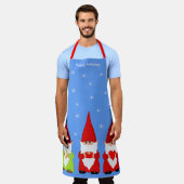 Tablier Trois Gnomes de Noël et Snowflakes (Porté)