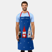 Tablier Trois Gnomes de Noël sur Royal Blue Apron (Porté)
