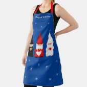 Tablier Trois Gnomes de Noël sur Royal Blue Apron (Insitu)