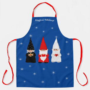 Tablier Trois Gnomes de Noël sur Royal Blue Apron