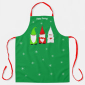 Tablier Trois lutins de Noël sur fond vert (Recto)