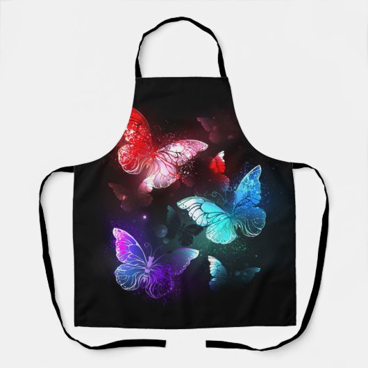 Tablier Trois papillons brillants sur l'arrière - plan de  (Recto)