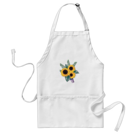 Tablier Trois Tournesols gais Bouquet floral (Devant)