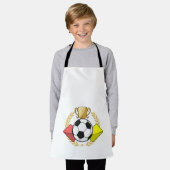 Tablier Trophée de football rouge et jaune (Porté)