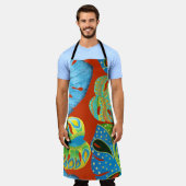 Tablier Tropical Chic : Motif feutré sans joint. (Porté)