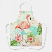 Tablier Tropical Flamingo Watercolor & Geometric Pattern (Recto)