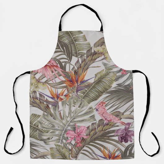 Tablier Tropical flowers,  palm leaves,  bird of paradise  (Recto)