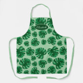Tablier Tropical Green Monstera Palm Feuilles & Nom person (Recto)