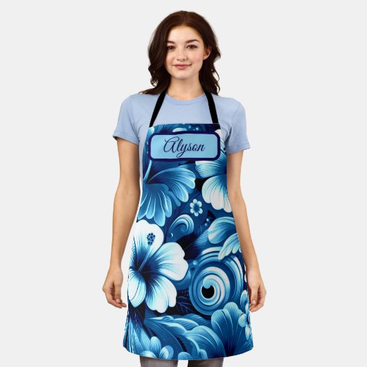 Tablier Tropical Hawaiian Flowers Hibiscus Personalized (Porté)