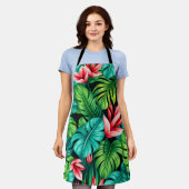 Tablier Tropical Monstera Heliconia Jungle Pattern (Porté)