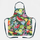 Tablier Tropical Summer Cocktails Flamant rose Moderne Mot (Recto)