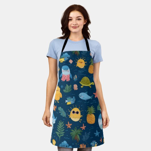 Tablier Tropical Sun All-Over Print Apron Gift (Porté)