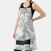 Tablier Tropical Watercolor Leaves & Flowers Pattern (Insitu)