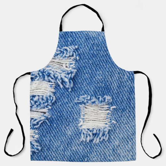Tablier Trou, jean denim, texture déchirée (Recto)