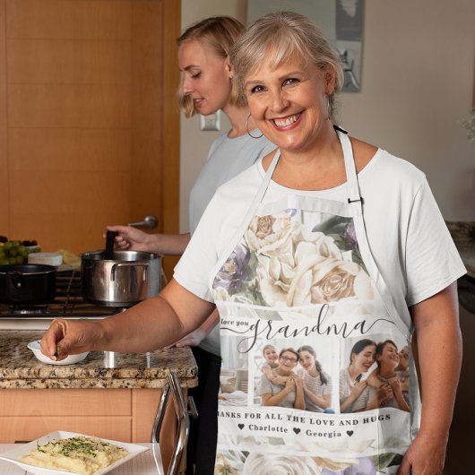 Tablier Tu aimes grand-mère | Collage photo Floral Three