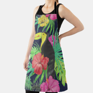 Tablier Tucan tropical et forêt tropicale Feuille