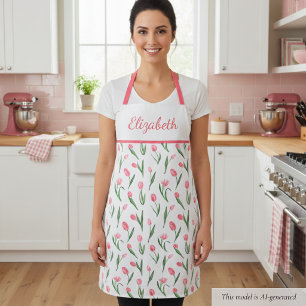 Tablier Tulipe Rose Douce Florale 