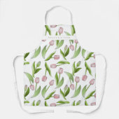 Tablier Tulipe rose moderne personnalisée (Recto)