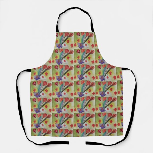 Tablier Tulipes Abstraites et fleurs de printemps (Recto)