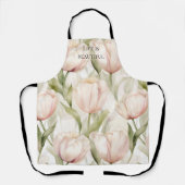 Tablier Tulipes Florales Crème Rose Fardé Shower de Mariée (Recto)