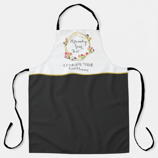 Tablier Tulipes modernes personnalisées Gold & Black Event (Recto)