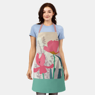 Tablier Tulipes roses Blocs de couleurs artistiques modern