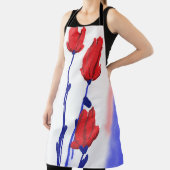 Tablier Tulipes rouges avec bleu (Insitu)