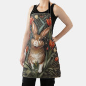 Tablier Tulipes rouges Brown de lapin William Morris inspi (Insitu)