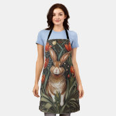 Tablier Tulipes rouges Brown de lapin William Morris inspi (Porté)
