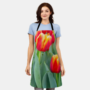 Tablier Tulipes rouges et jaunes vibrantes dans un jardin
