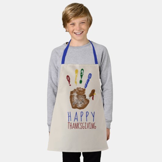 Tablier Turkey Handprint Kid Happy Thanksgiving Cute (Porté)