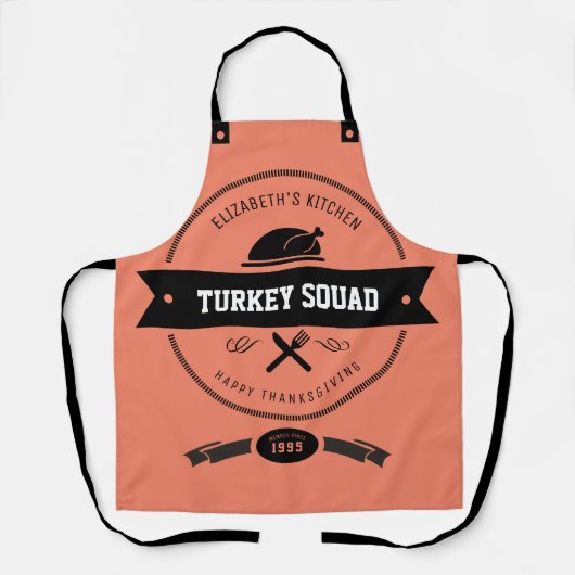 Tablier Turquie Squad Drôle Hipster Peach et Black (Recto)