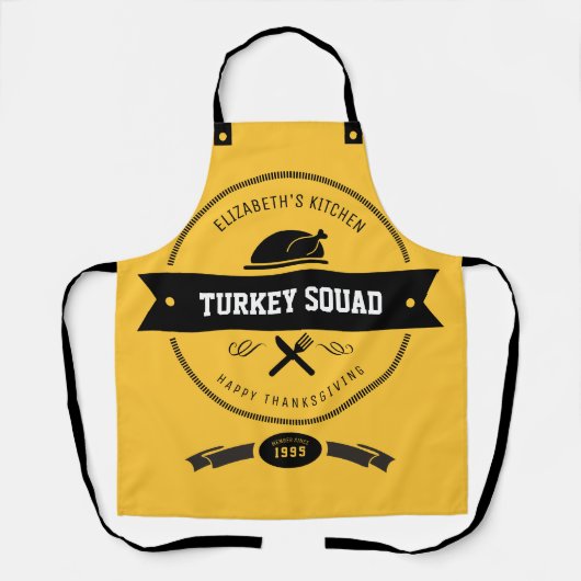 Tablier Turquie Squad Funny Hipster Jaune et Noir (Recto)
