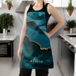 Tablier Turquoise Aqua Blue Green Agate Geode Gold Monogra<br><div class="desc">Turquoise Aqua Blue Green et Gold Foil Agate Géode Monogramme Beau Élégant Script Name Apron. Cela fait le doux parfait 16, 13ème, 15ème, 16ème, 18ème, 21ème, 30ème, 40ème, 50ème, 60ème, 70ème, 80ème, 90ème, 100ème anniversaire, mariage, douche nuptiale, anniversaire, baby shower, remise de diplômes ou cadeau de bachelorette quelqu'un décorant sa...</div>