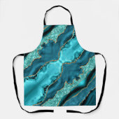Tablier Turquoise Blue Gold Parties scintillant marbre Tur (Recto)