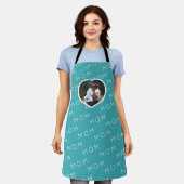 Tablier Turquoise Blue Mom Modern Script Photo Heart (Porté)