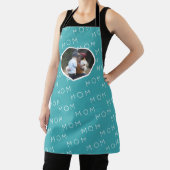 Tablier Turquoise Blue Mom Modern Script Photo Heart (Insitu)