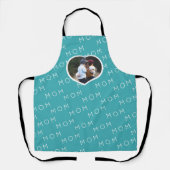 Tablier Turquoise Blue Mom Modern Script Photo Heart (Recto)