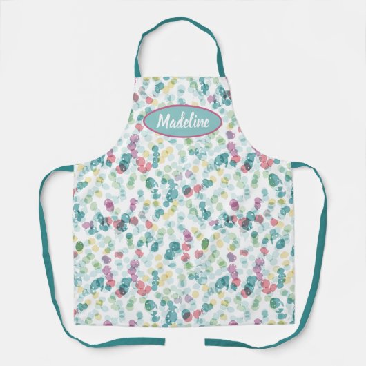 Tablier Turquoise de points Abstraits Motifs Funky Blue Ro (Recto)