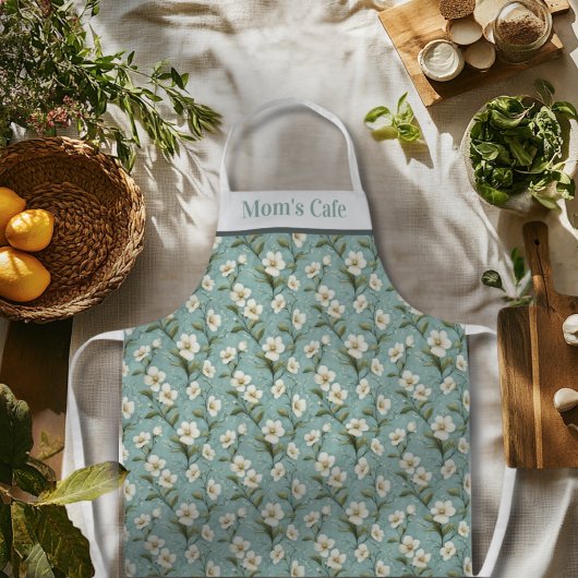 Tablier Turquoise et blanc sur mesure