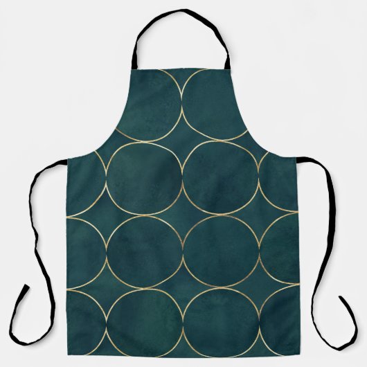 Tablier Turquoise foncé, Cercles d'or Aquarelle. (Recto)