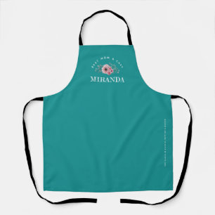 Tablier Turquoise Minimaliste Best Mom & Chef Apron person