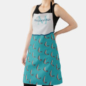 Tablier Turquoise Nom du monogramme motif de truites (Insitu)