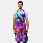 Tablier Turquoise Rouge violet gras Chalk Damask (Porté)