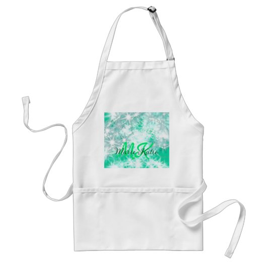 Tablier Turquoise sarcelle agate aqua monogramme ajouter l (Devant)