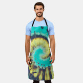 Tablier Turquoise spirale Abstraite. Tye Dye Chemise Cercl (Porté)