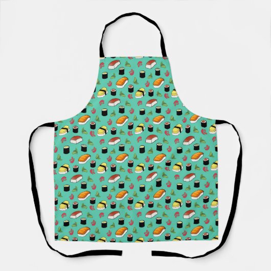 Tablier Turquoise Sushi Motif Apron (Recto)